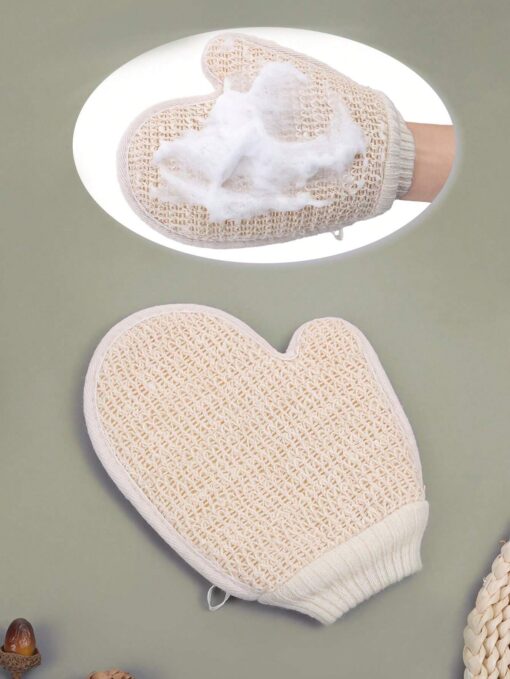 SHEIN 2-In-1 Skin Exfoliating Body Mitt, 1 Piece Natural Fiber Soft Cotton And Natural