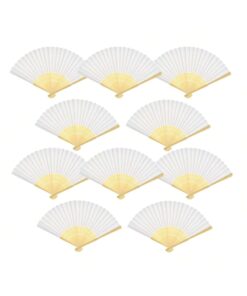 SHEIN 10-Piece Handmade Paper Folding Fan Bamboo Hand