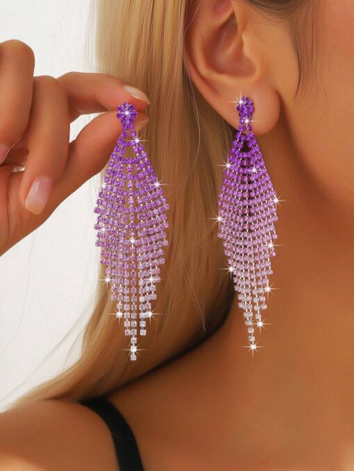 European And American Style Luxury Tassel Earrings Charming Purple
