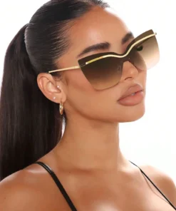 SHEIN 1 Pc Women Metal Frame One Piece Fan Shaped Trendy Fashion Glasses
