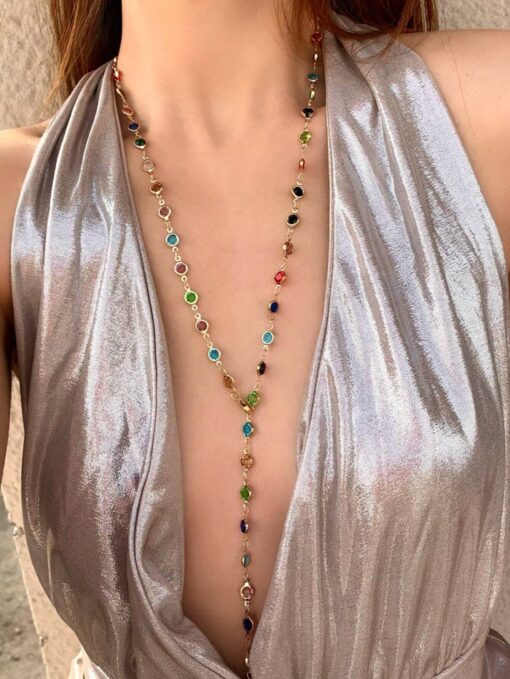 SHEIN 1pc Golden/Silver Sexy Y-Shaped Chain Necklace Body Jewelry