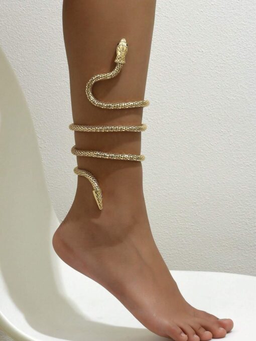 SHEIN 1pc Metal Wrapped Snake Anklet