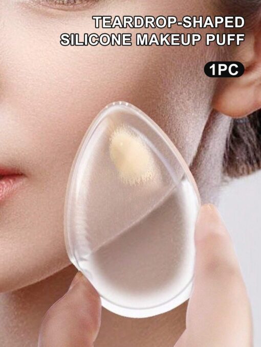 1pc Transparent Waterdrop Shaped Silicone Powder Puff