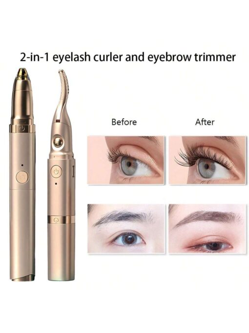 SHEIN 2-In-1 Electric Eyelash Curler, Hot Shaving Dual-Purpose Eyebrow Trimmer, Eyebrow Shaver