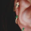 SHEIN 3pcs Rhinestone Decor Snake Design Hoop Earring Copper Jewelry