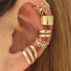 SHEIN 5pcs/set Fashionable Personality Alloy Leaf Shaped Hollow Out Ear Cuffs