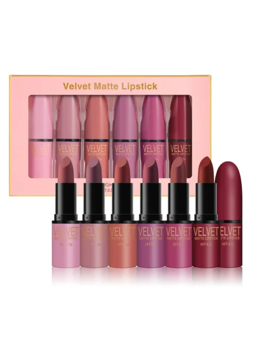 SHEIN 6 Colors Velvet Matte Lipstick Set