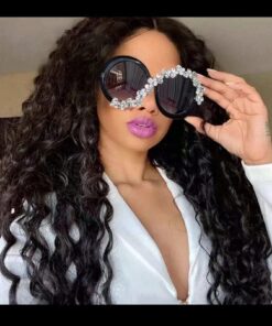 SHEIN Oversized Round Frame Cross Diamond Handmade Sun Glasses