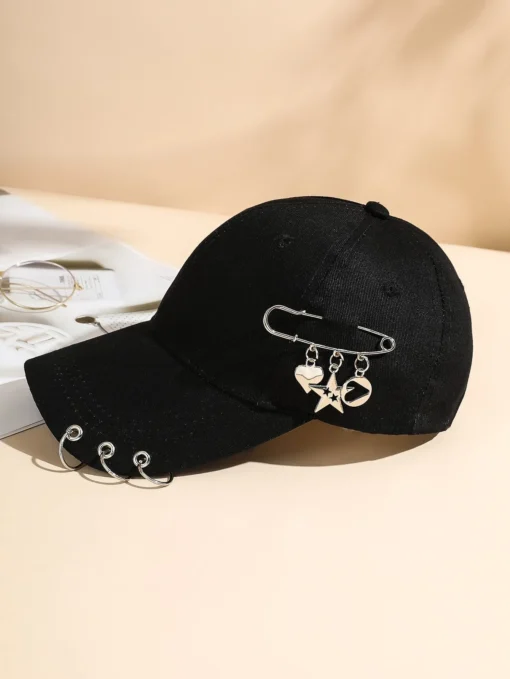SHEIN Safety Pin & Ring Decor Baseball Cap