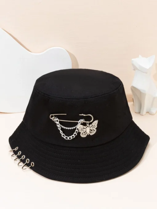 Shein Street Butterfly & Circle Decor Bucket Hat