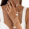 SHEIN Cute And Trendy Pearl Bracelet & Ring Set For Women, Party Gift