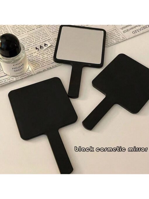 SHEIN 1 Black Handheld Mirror Simple Handle High End Convenient Makeup Mirror