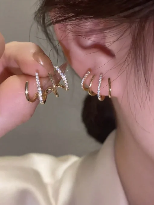 SHEIN 1pair Personality Diamond-Studded Fashion Earrings