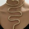 SHEIN 1pc Autumn/Winter Metallic Snake Coiled Necklace