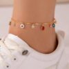 SHEIN 1pc Fashionable Doughnut & Rhinestone Charm Anklet