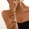 SHEIN 1pc Metallic Snake Wrap Around Connected Finger Bracelet