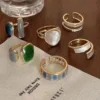 SHEIN 6pcs/Set Women's Emerald Ring