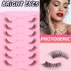 SHEIN 7pairs/Set Casual Daily Wear Transparent Stem 3d Cross Design Eyelashes