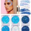 SHEIN 8pcs/Set 1pc 6-Color Glitter Gel + 2pcs Applicator Brushes