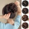 SHEIN Bun Hair Piece Wavy Curly Scrunchies Black Brown