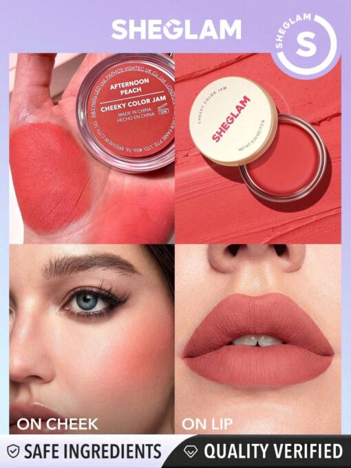 SHEGLAM Cheeky Color Jam-Afternoon Peach 6 Shades Multi-Use Cream Blush Lip Cream