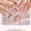 shein 240 Pcs Short Nails Pink Nails White French