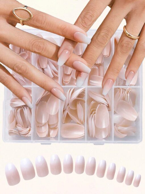 shein 240 Pcs Short Nails Pink Nails White French