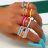 SHEIN 16pcs/Set Colorful Strawberry Beaded Ring
