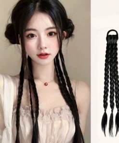 SHEIN 1pc Women's Black Synthetic Hair Braid Ponytail Extension