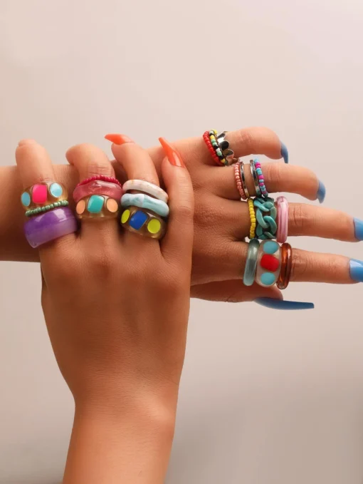 SHEIN 21pcs Random Color Ring