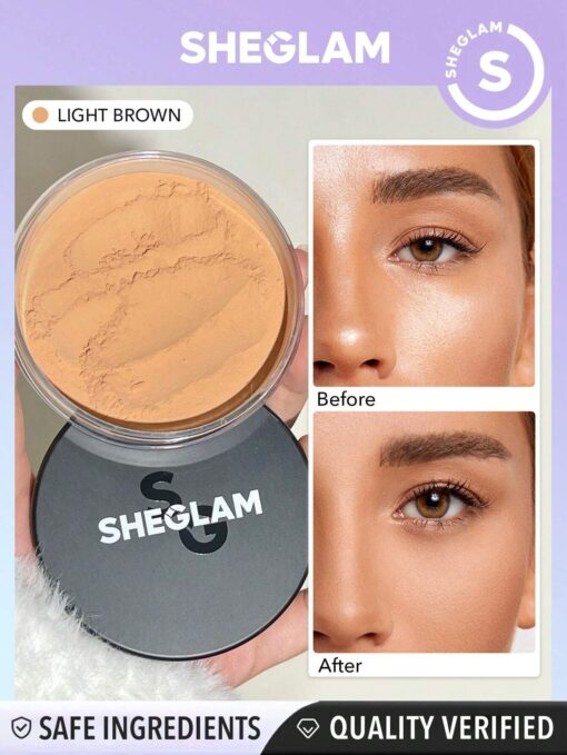 SHEGLAM Baked Glow Setting Powder-Light Brown Oil Control Loose