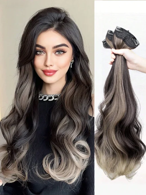 SHEIN 3pcs Clip In Medium Body Wave Synthetic Hair Extension