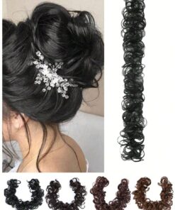 SHEIN Messy Rope Ponytail Hair Extension With Synthetic Wavy Hair Bun