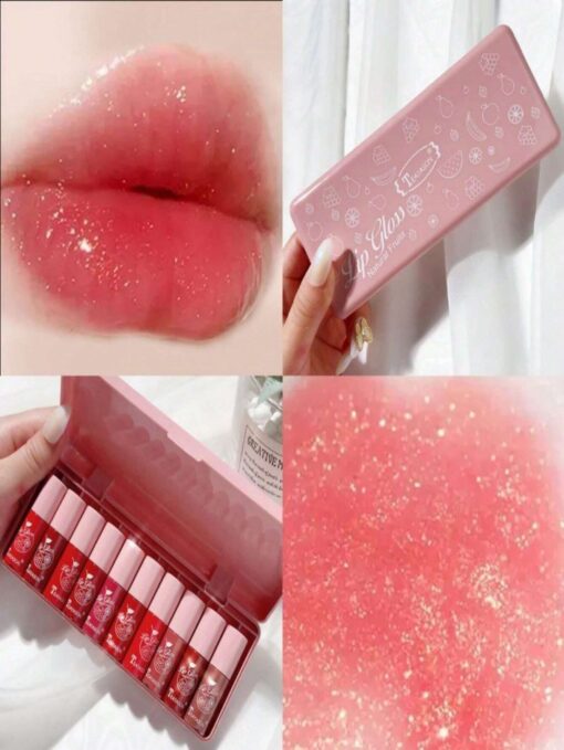 SHEIN TEAYASON Pearlescent Lip Gloss Kit,10Pcs