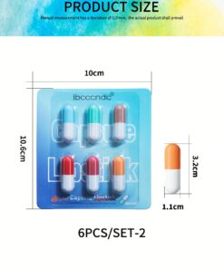 SHEIN ibcccndc 6pcs/Set Mini Cute Capsule Lipstick Set With Lip Balm
