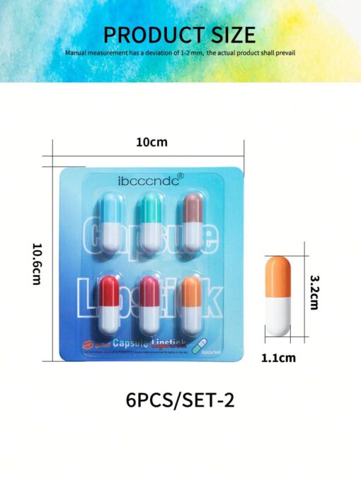 SHEIN ibcccndc 6pcs/Set Mini Cute Capsule Lipstick Set With Lip Balm