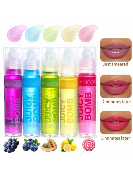 SHEIN 5pcs Fruit Flavored Moisturizing Lip Oils