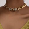 SHEIN Rhinestone Snake Design Chain Necklace