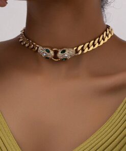 SHEIN Rhinestone Snake Design Chain Necklace