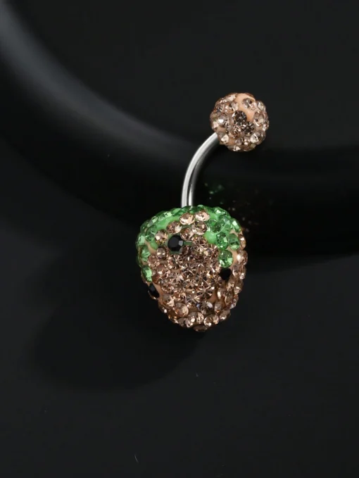 SHEIN 1pc Sexy Stainless Steel Strawberry Belly Button Ring Suitable For Women's Daily Wear (Champagne)