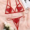 SHEIN Classic Sexy Heart Patched Mesh Lingerie Set