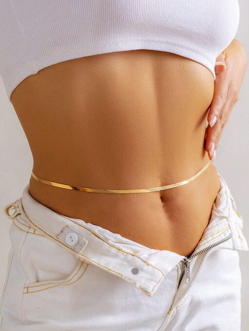 SHEIN Nooxian 1pc Simple Stainless Steel Chain Design Women's Waist