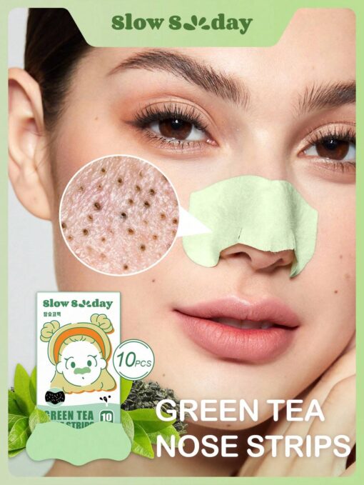 SHEIN SlowSunday Green Tea Blackhead Remover Pore Strips, Deep Cleansing Nose