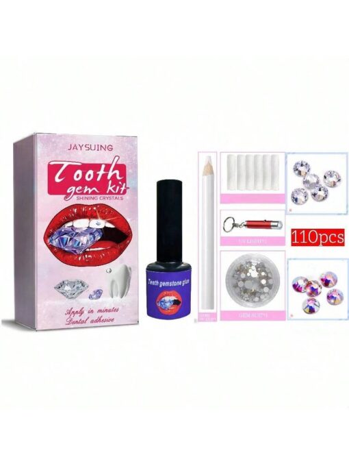 SHEIN Tooth Jewelry Set Self Adhesive Rhinestone Gemstones Denta