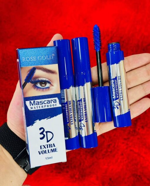 3D mascara, blue, rose gold