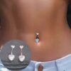 SHEIN Steel Navel Piercing Ring Crystal Heart Shape Navel Piercing