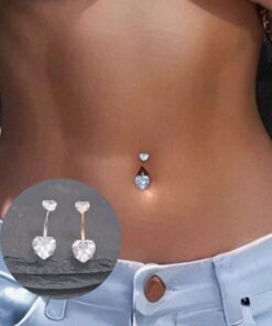 SHEIN Steel Navel Piercing Ring Crystal Heart Shape Navel Piercing