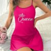 SHEIN Women Casual Crown & Letter Print Camisole Nightgown