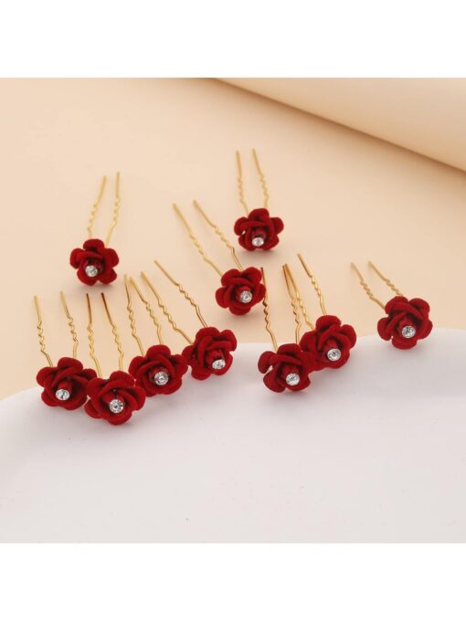 SHEIN Rhinestone Decorated Rose Flower Hair Pin Elegant