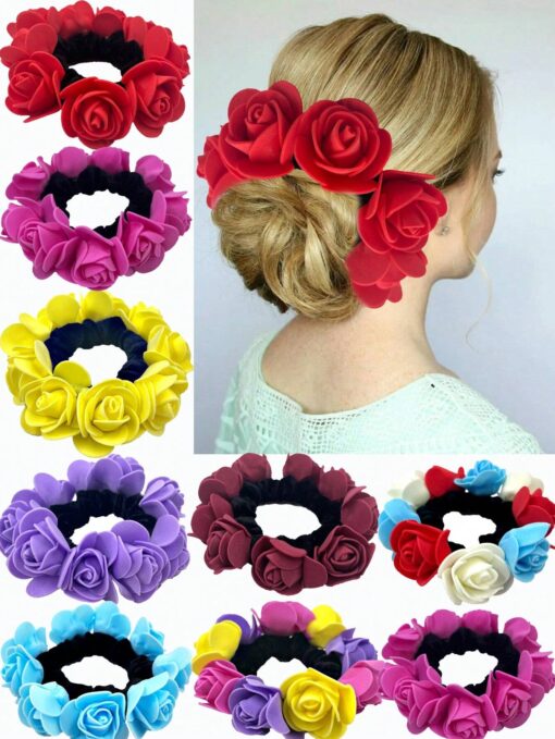 SHEIN Foam Rose Fabric Hair Scrunchie